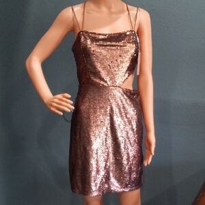 Emory Park | Sequin Mini Dress With Cut Out Strappy Dress - Bronze